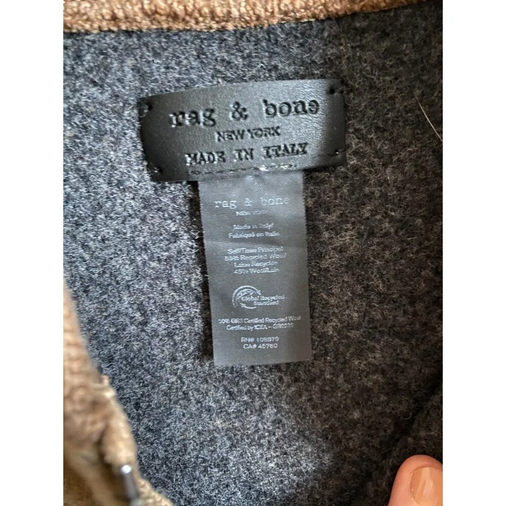 rag & bone Recycled Wool Bomber Poncho One Size Camel Brown Made in Italy - Picture 3 of 11